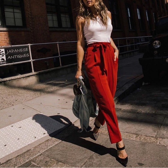 Zara Pants - 🌟HP🌟 NWOT Zara brick red pleated pants with belt